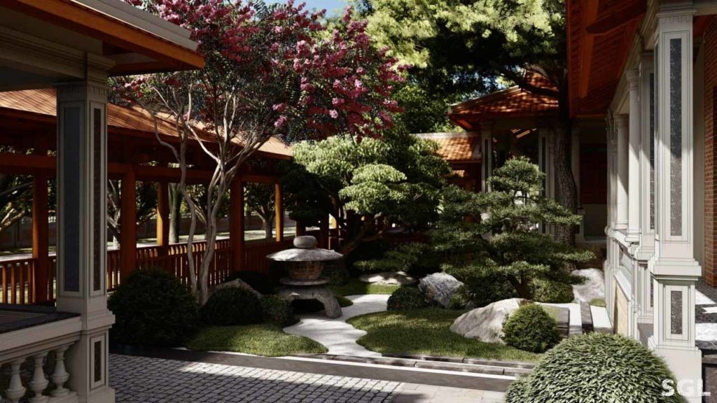 Mẫu sân vườn biệt thự Nhật gần gũi thiên nhiên