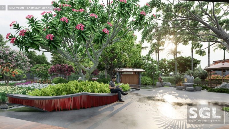 Mẫu thiết kế sân vườn biệt thự hiện đại cho nhà vườn tại Quảng Nam