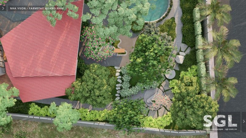 Bản vẽ thiết kế sân vườn 3D