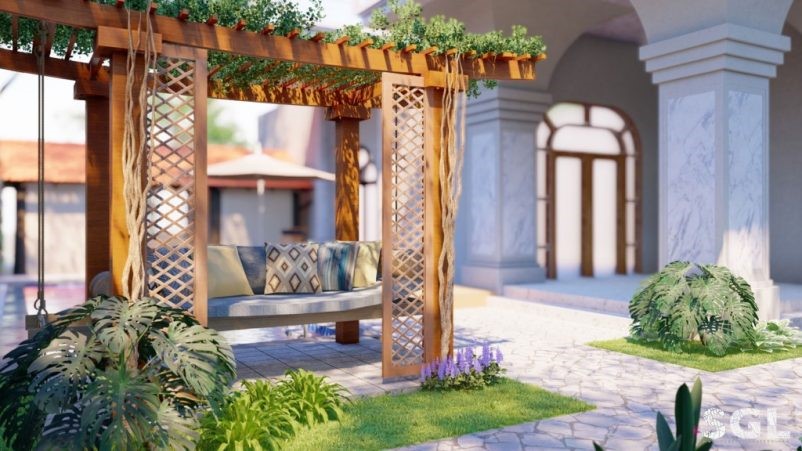 Mẫu tiểu cảnh giàn pergola sân vườn biệt thự nhỏ xinh