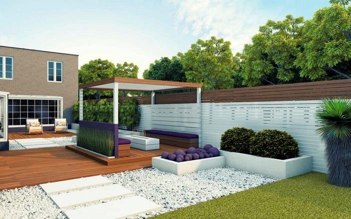 Mẫu thiết kế sân vườn biệt thự có khối đá màu sắc ấn tượng