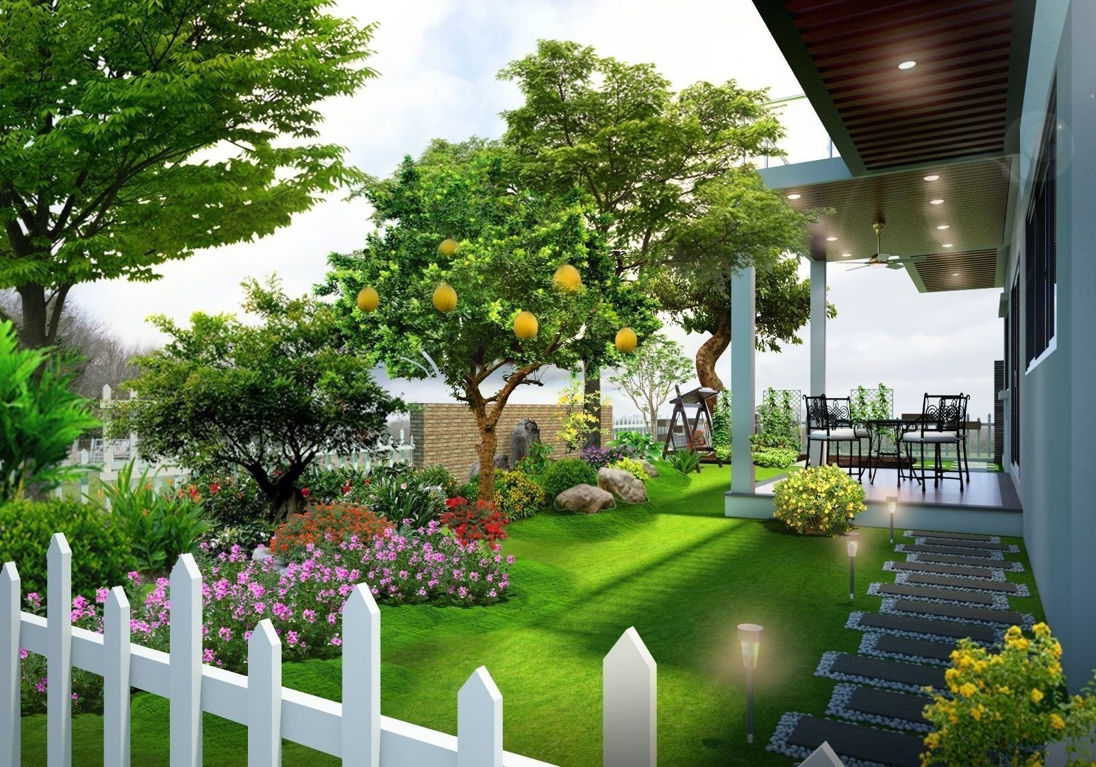 Trang trí tiểu cảnh sân vườn biệt thự độc đáo và bắt mắt