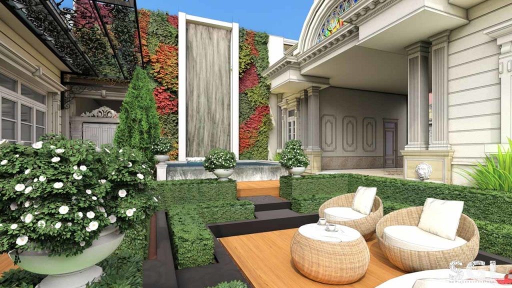 Mẫu sân vườn biệt thự phong cách hiện đại